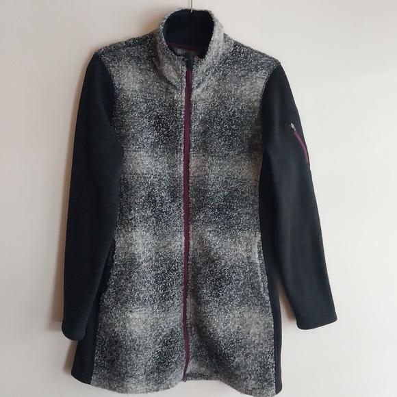 Title Nine Black and Gray Wool Blend Mock Neck Zip Up Mid Length Jacket - Picture 1 of 8